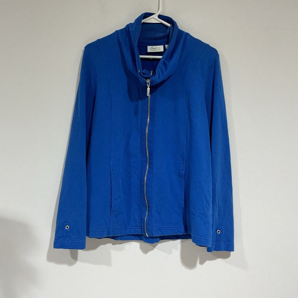 Woman’s D + Co Active Blue Medium Zip Up Mock Neck Sweatshirt